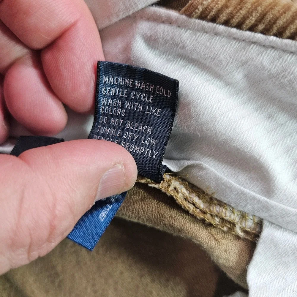 Polo Ralph‎ Lauren Mens Corduroy Pants Tan Classic Fit Stretch 36x23 Cropped